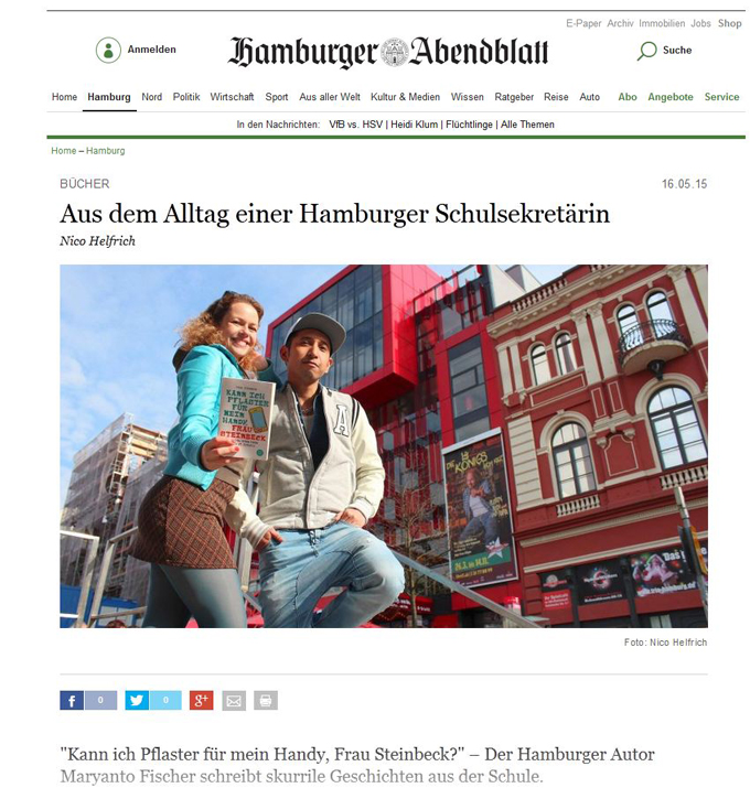 "Kann ich Pflaster für mein Handy, Frau Steinbeck" im Hamburger Abendblatt, Maryanto Fischer
